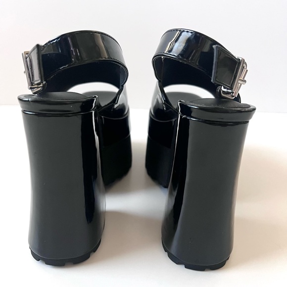 Dolls Kill Current Mood Black Patent Platform Sandals Heels Size 6 - Picture 5 of 14